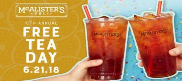 McAlister's Annual Free Tea Day 6.21.18 | 96.9 WXBQ